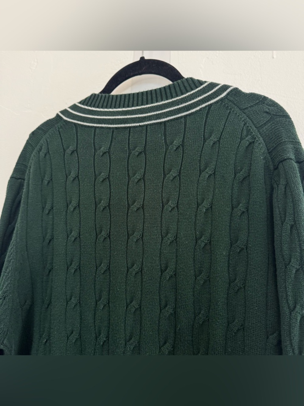 Brooks Brothers Country Club Tennis Sweater Green White Egyptian Cotton Cable - Picture 7 of 10